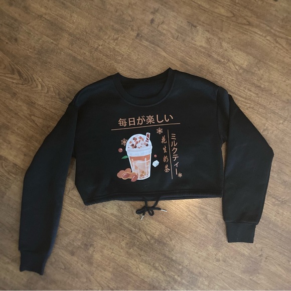 Shein Milk Tee Crop Sweat Top with drawstring, XS - Picture 8 of 8